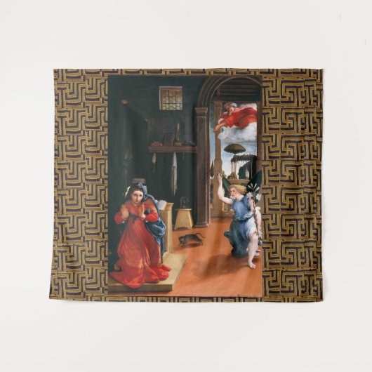 RECANATI ANNUNCIATION by Lorenzo Lotto Wandteppich (Vorderseite (Horizontal))