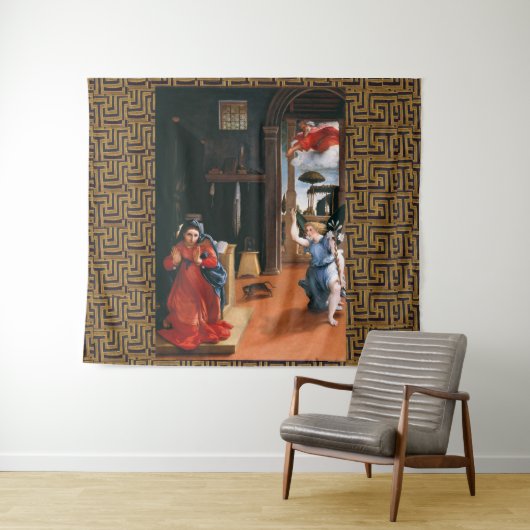 RECANATI ANNUNCIATION by Lorenzo Lotto Wandteppich (Beispiel (Horizontal))