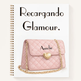 "Recargando Glamour" Funny Pink Purse Personalized Notizblock