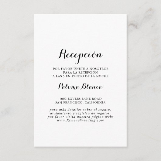 Recepción de Boda Española Begleitkarte (Vorderseite)