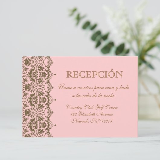 Recepción de Boda tarjeta en espanol (Stehend Vorderseite)