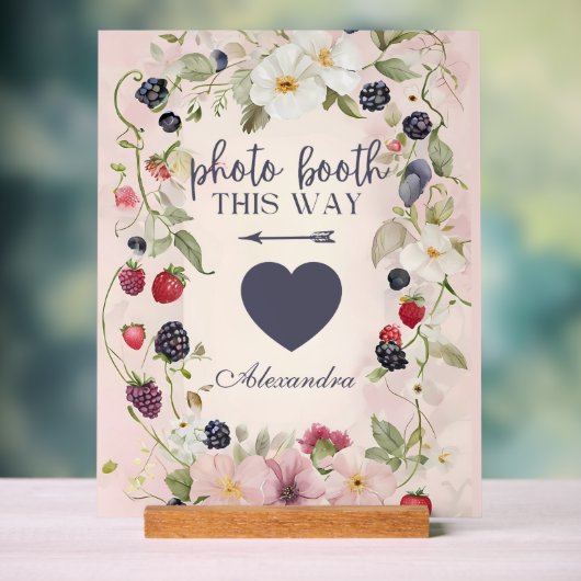 Reception This Way Floral Berry Design Acrylschild (Neutral)