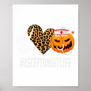 Receptionist Peace Liebe Pumpkin Fun Halloween Leo Poster