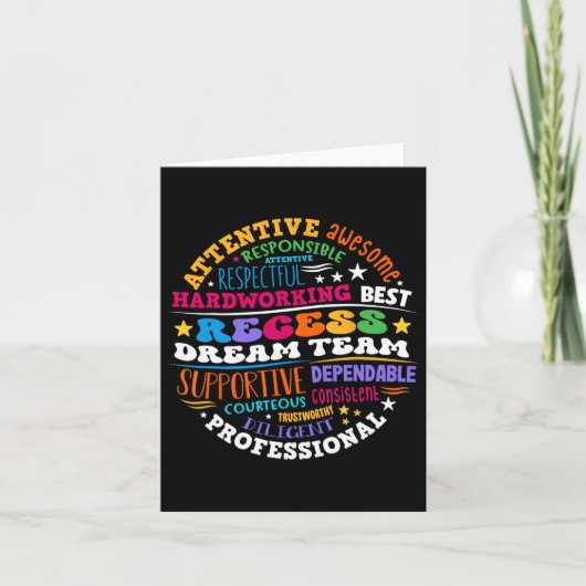 Recess Dream Team Teachers Student Monitor Back T Karte (Vorderseite)