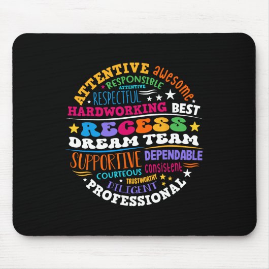 Recess Dream Team Teachers Students Monitor Back T Mousepad (Vorne)