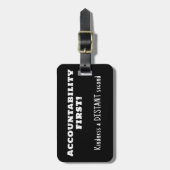 Rechenschaftspflicht zuerst, Güte zweitens Gepäckanhänger (Vorderseite vertikal)