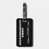 Rechenschaftspflicht zuerst, Güte zweitens Gepäckanhänger (Rückseite vertikal)