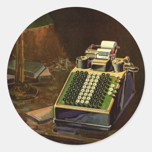 Rechner für Vintage Unternehmensrechner Runder Aufkleber (Vorderseite)