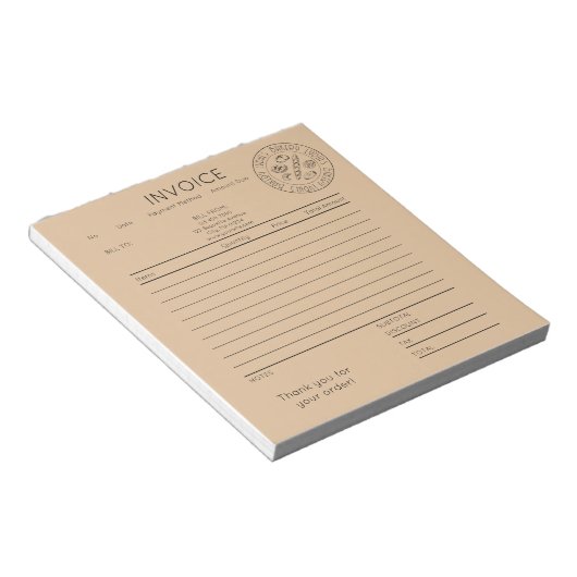 Rechnung der Custom Kraft Bakery Notizblock (angewinkelt)