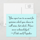 Rechnung für die Gutachten Jane Austen Zitat Postkarte (Vorne/Hinten)