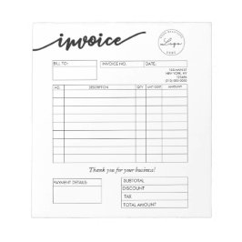 Rechnung für kundenspezifische Logokombinationen K Notizblock