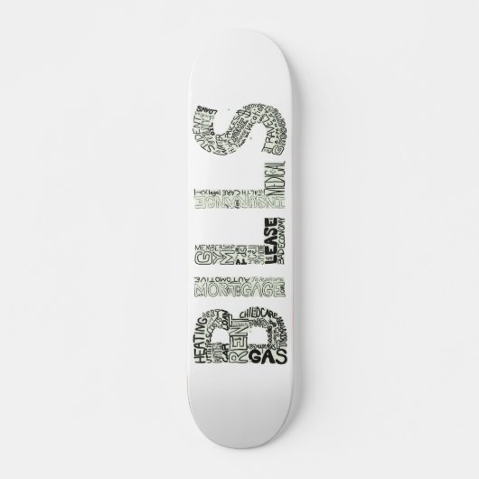 Rechnungs-Gekritzel-Collage Skateboard (Vorne)