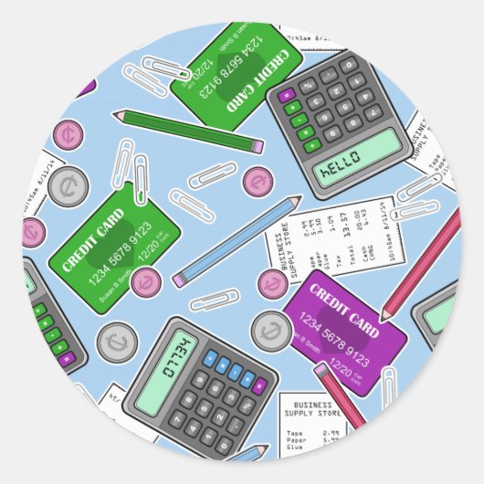 Rechnungslegung / Rechnungsführendes Themenmuster Runder Aufkleber (Vorderseite)