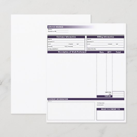 Rechnungsvorlage (Vorne/Hinten)