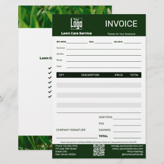 Rechnungsvorlage für Rasenpflege-Service-Unternehm Briefpapier