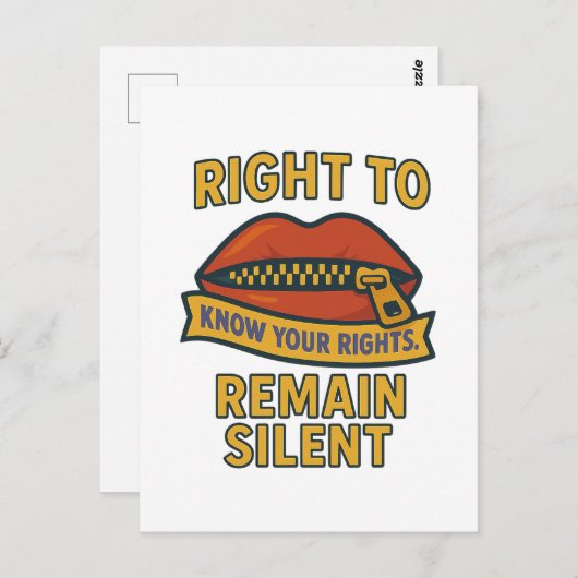 Recht auf Schweigen: Ihre Rechte kennen Postkarte (Vorne/Hinten)