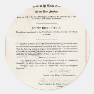 Recht der Frauen auf Abstimmung- 19. Änderungsantr Runder Aufkleber