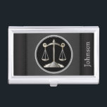 Recht | Justizwesen | Rechtsanwältin Visitenkarten Dose<br><div class="desc">Beruflicher Inhaber der Visitenkarte. In einem schwarzen Imitat Leder-Look mit DIY-Text. ✔ HINWEIS: ÄNDERN SIE NUR DIE VORLAGEBEREICHE, DIE SIE BENÖTIGEN! 😀 Sie können den Text bei Bedarf entfernen und neu hinzufügen, was immer Sie möchten und welchen Schriftart Sie möchten. 📌 Wenn Sie weitere Anpassungen benötigen, klicken Sie bitte auf...</div>