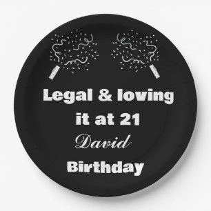 Recht & Liebe am 21. Schwarz & Weiß 21. Geburtstag Pappteller