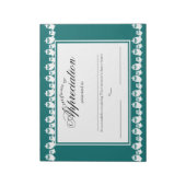 Rechte in einer Line Certificate of Appreciation Notizblock (Rotiert)