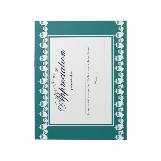 Rechte in einer Line Certificate of Appreciation Notizblock (Rotiert)