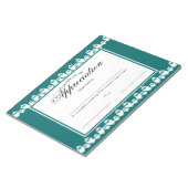 Rechte in einer Line Certificate of Appreciation Notizblock (angewinkelt)