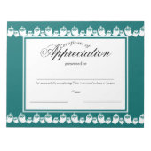 Rechte in einer Line Certificate of Appreciation Notizblock (Vorderseite)
