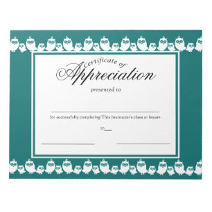 Rechte in einer Line Certificate of Appreciation Notizblock