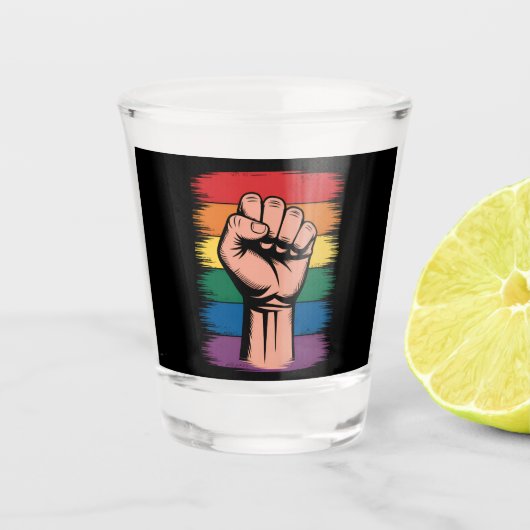 Rechte zur Unterstützung von LGBTQ durch Rainbow P Schnapsglas (Vorderseite)