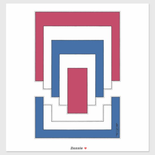 Rechteck Abstrakt in Rot, Weiß und Blau Aufkleber (Blatt)