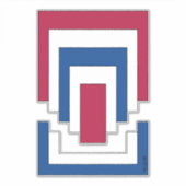 Rechteck Abstrakt in Rot, Weiß und Blau Aufkleber (Vorderseite)