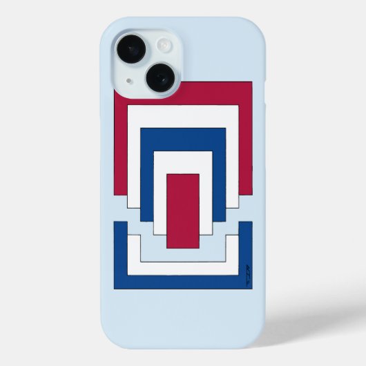 Rechteck Abstrakt in Rot, Weiß und Blau Case-Mate iPhone Hülle (Rückseite)