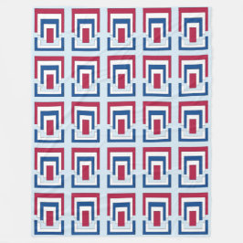 Rechteck Abstrakt in Rot, Weiß und Blau Fleecedecke