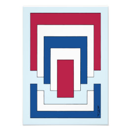 Rechteck Abstrakt in Rot, Weiß und Blau Fotodruck