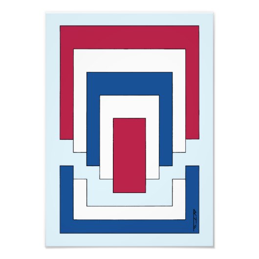Rechteck Abstrakt in Rot, Weiß und Blau Fotodruck (Vorne)