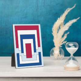 Rechteck Abstrakt in Rot, Weiß und Blau Fotoplatte