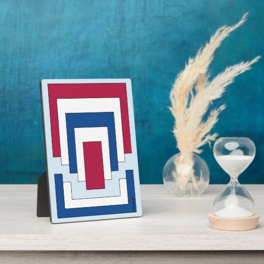 Rechteck Abstrakt in Rot, Weiß und Blau Fotoplatte (Seite)