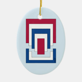 Rechteck Abstrakt in Rot, Weiß und Blau Keramik Ornament