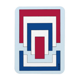 Rechteck Abstrakt in Rot, Weiß und Blau Magnet