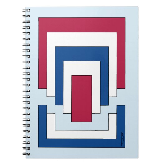 Rechteck Abstrakt in Rot, Weiß und Blau Notizblock (Vorderseite)