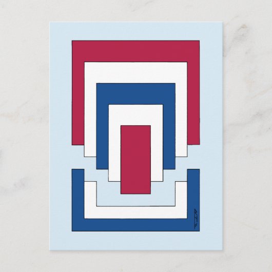 Rechteck Abstrakt in Rot, Weiß und Blau Postkarte (Vorderseite)