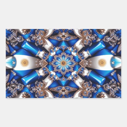 Rechteck-Aufkleber mit argentinischen Farben Rechteckiger Aufkleber (Vorderseite)