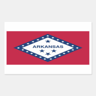 Rechteck Aufkleber mit Flag von Arkansas, USA.