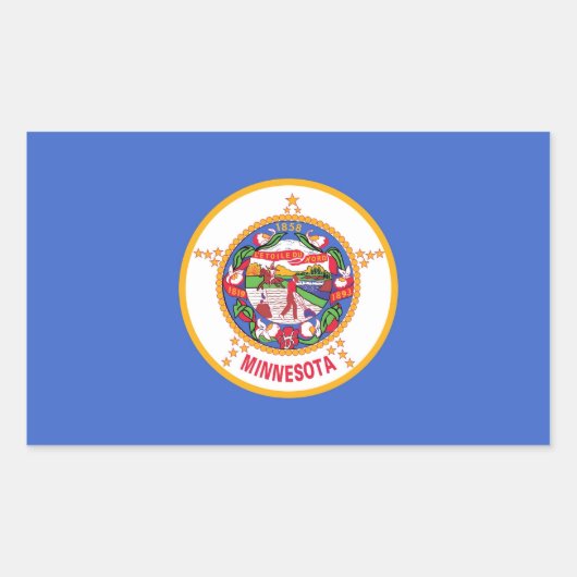 Rechteck Aufkleber mit Flag von Minnesota, USA. (Vorderseite)