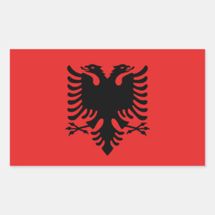Rechteck-Aufkleber mit Flagge Albaniens Rechteckiger Aufkleber