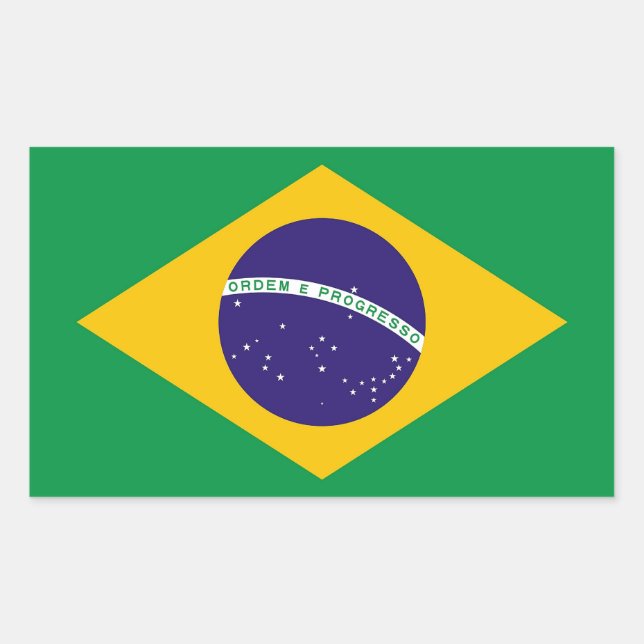 Rechteck-Aufkleber mit Flagge Brasiliens Rechteckiger Aufkleber (Vorderseite)