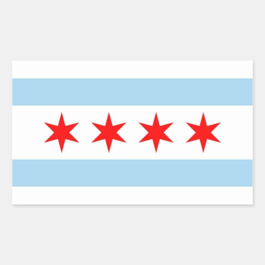 Rechteck Aufkleber mit Flagge von Chicago, USA. (Vorderseite)