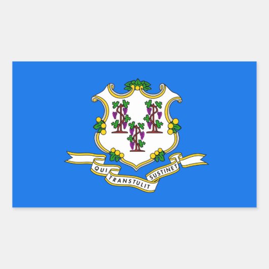 Rechteck Aufkleber mit Flagge von Connecticut, USA (Vorderseite)