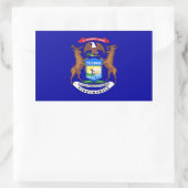 Rechteck Aufkleber mit Flagge von Michigan, USA. (Tasche)
