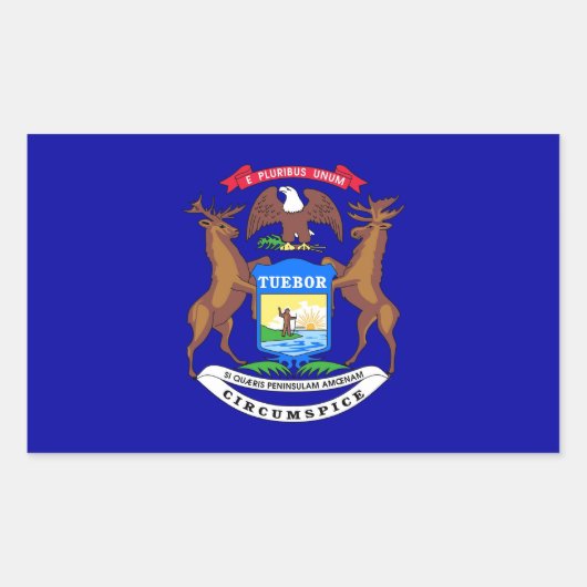 Rechteck Aufkleber mit Flagge von Michigan, USA. (Vorderseite)